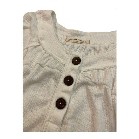Free People Ivory Waffle Knit Henley Tee XS - Picture 5 of 9
